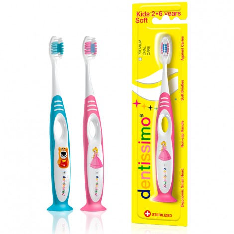 Dentissimo Kids зубная щетка на присоске с мягкими щетинками для детей от 2 до 6 лет (1 шт)