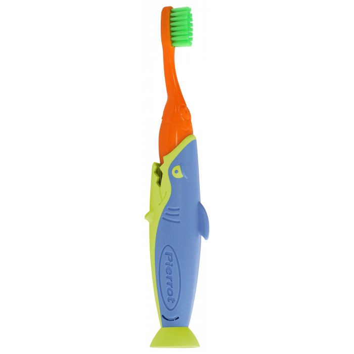 Pierrot Sharky Mini Kit дорожный набор для детей от 2 до 8 лет (зубная щетка с мягкими щетинками, гель и брелок)