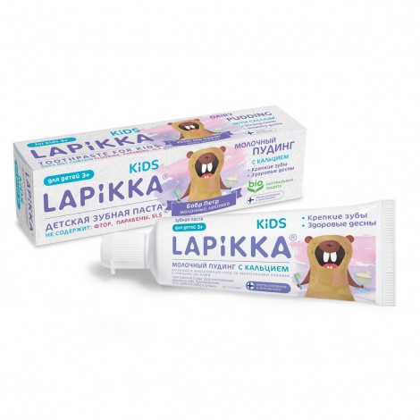 Lapikka Baby зубная паста со вкусом молочного пудинга и кальцием для детей от 3 лет (45 гр)