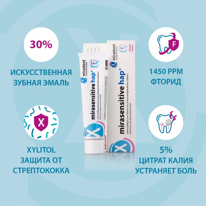 Miradent Mirasensitive Hap+ зубная паста для сверхчувствительных зубов с гидроксиапатитом (50 мл)