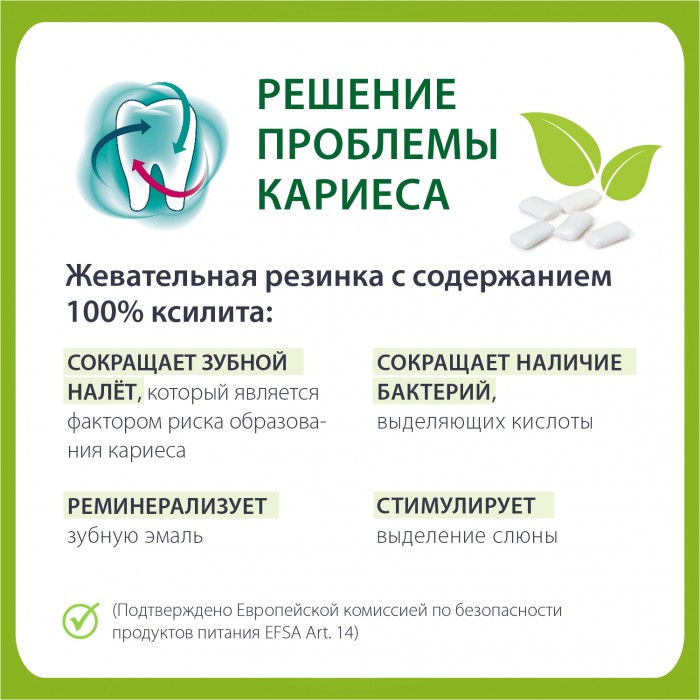Miradent Xylitol The Vert жевательная резинка со вкусом зеленого чая (30 шт) (30 гр)