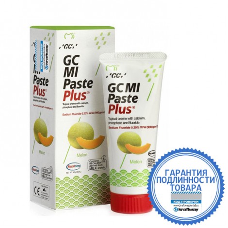 GC Corporation MI Paste Plus паста аппликационный мусс с фтором для реминерализации со вкусом дыни (40 гр)