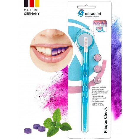 Miradent Plaque Check набор (голубое стоматологическое зеркало и 3 таблетки для индикации зубного налета)