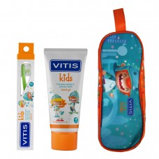 Vitis Kids детский набор (зубная паста 50 мл и зубная щетка очень мягкая) в сумочке 2-5 лет