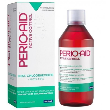 Perio Aid Active Control ополаскиватель антибактериальный для полости рта с хлоргексидином 0.05% для применения после хирургического вмешательства, имплантологии, острого периодонтита в течение 6 месяцев (500 мл)