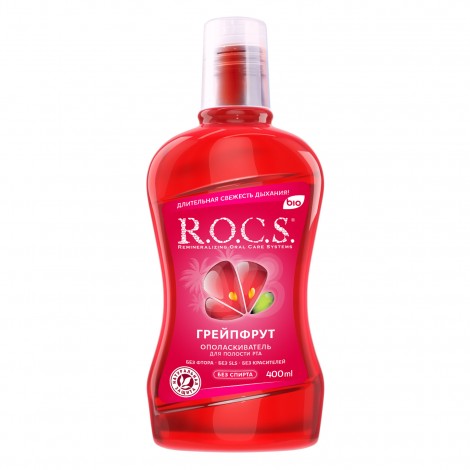 R.O.C.S. ополаскиватель без фтора, спирта и красителей со вкусом грейпфрута (400 мл)
