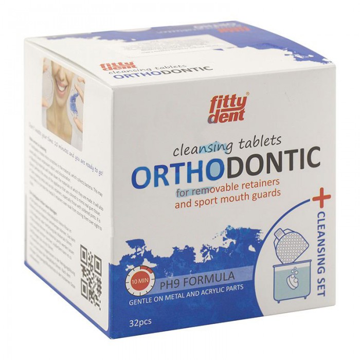 Fittydent ортодонтический набор (таблетки для чистки ортоконструкций 32 шт и контейнер)