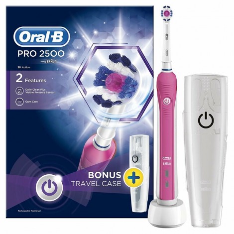 Braun Oral-B PRO 2500 3D White электрическая зубная щетка розовая