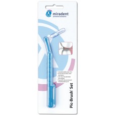 Miradent Pic Brush Set ручка с одним ершиком для брекетов (голубая)