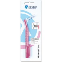Miradent Pic Brush Set ручка с одним ершиком для брекетов (розовая)