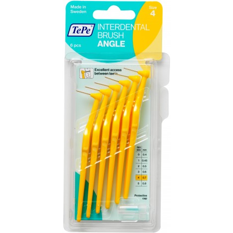 TePe Interdental Brush Angle Размер 4 угловые межзубные ершики 0.7 мм (6 шт) желтые