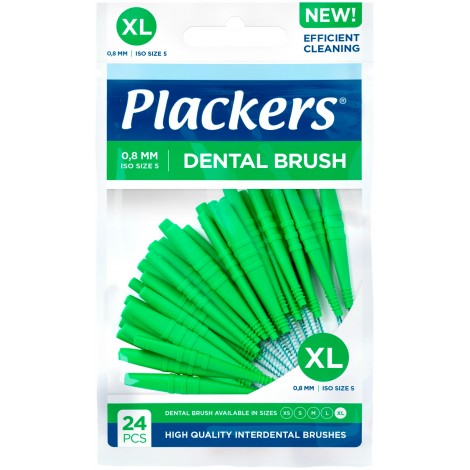 Plackers Dental Brush XL ISO 5 (0.80 мм) межзубные ершики (24 шт) зеленые