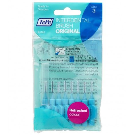 TePe Interdental Brush Original Размер 3 межзубные ершики 0.6 мм (8 шт) синие в мягкой упаковке