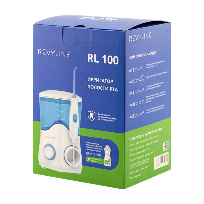 REVYLINE RL-100 ирригатор стационарный для полости рта белый (7 насадок в комплекте)