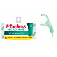 Plackers Micro Mint Travel Case зубной станок (флоссер) с запатентованной нитью Tuffloss (12 шт)