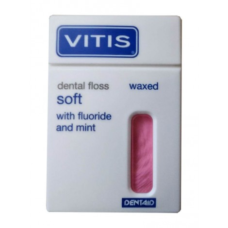 Vitis Waxed Soft Dental Floss with Fluoride and Mint зубная нить вощеная/скрученная в мягкой упаковке (50 м)