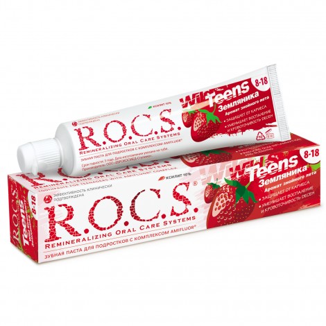 ROCS Teens зубная паста со вкусом земляники для детей и подростков от 8 до 18 лет (74 гр)