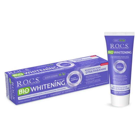 ROCS Biowhitening отбеливающая зубная паста с растительными пептидами и ксилитом 6 % (94 гр)