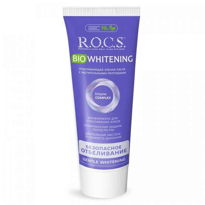 ROCS Biowhitening отбеливающая зубная паста с растительными пептидами и ксилитом 6 % (94 гр)