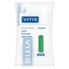 Vitis Waxed Dental Tape with Fluoride and Mint зубная нить вощеная/плоская в мягкой упаковке