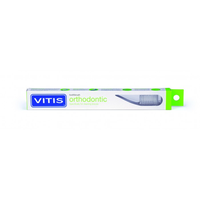 Vitis Orthodontic ортодонтическая зубная щетка с мягкими щетинками в твердой упаковке (1 шт)