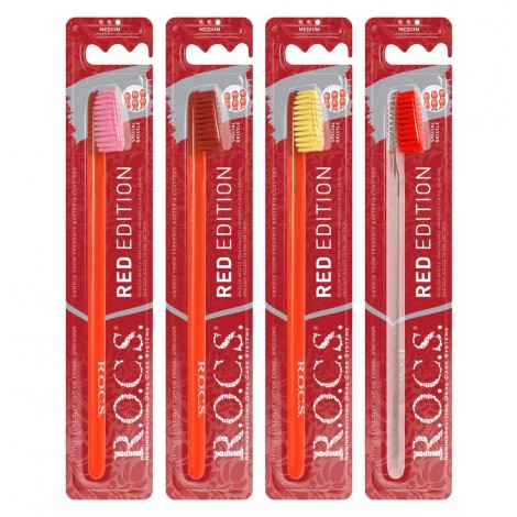 R.O.C.S. Classic Medium Red Edition классическая зубная щетка с щетинками средней жесткости (1 шт)