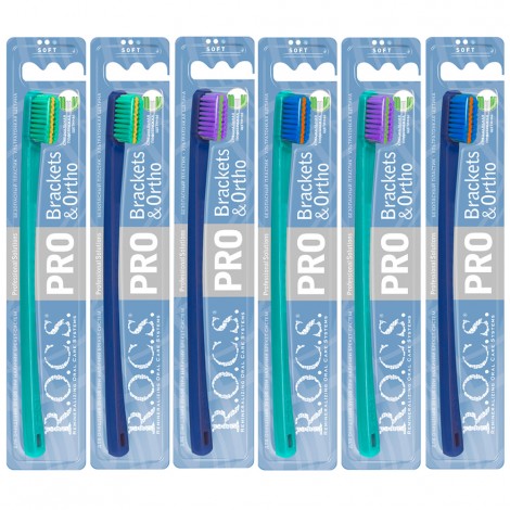 R.O.C.S. Pro Brackets & Ortho зубная щетка для брекетов с мягкими щетинками (1 шт)
