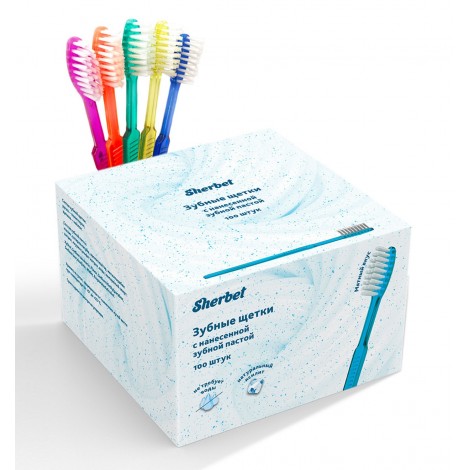 Sherbet одноразовые зубные щетки с нанесенной зубной пастой (100 шт)