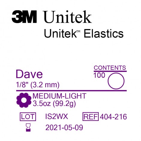 3M Unitek Dave (Дав) 1/8" (3,2 мм) 3,5 Oz (99,2 г) эластики внутриротовые Medium-light