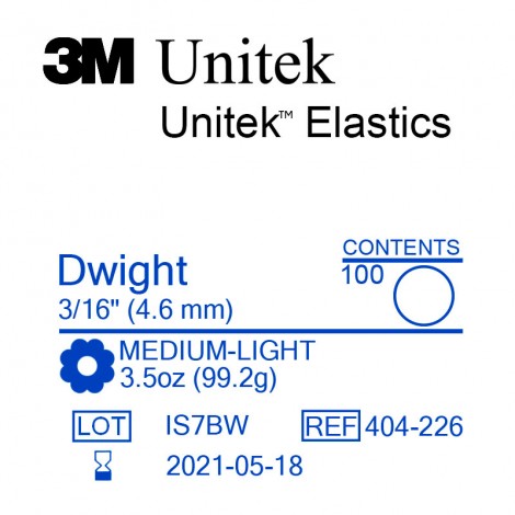 3M Unitek Dwight (Дуайт) 3/16" (4,6 мм) 3,5 Oz (99,2 г) эластики внутриротовые Medium-light
