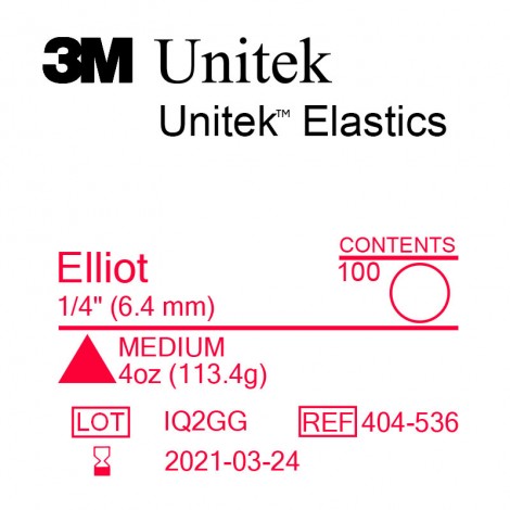 3M Unitek Elliot (Эллиот) 1/4" (6,4 мм) 4 Oz (113,4 г) эластики внутриротовые Medium