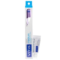 Vitis набор отбеливающий (зубная щетка Medium средняя в твердой упаковке + зубная паста Whitening 15 мл)