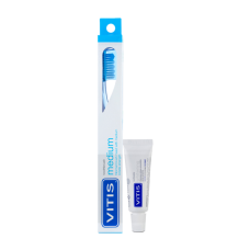 Vitis набор (зубная щетка Medium средняя в твердой упаковке + зубная паста Whitening 15 мл)