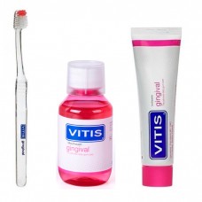 Vitis Gingival Kit набор для ухода за деснами малый (зубная щетка, паста и ополаскиватель) в косметичке