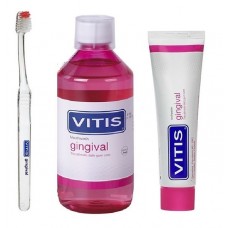 Vitis Gingival Kit набор для ухода за деснами большой (зубная щетка, паста и ополаскиватель) в косметичке