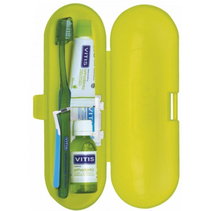 Vitis Orthodontic Kit ортодонтический набор с воском в пенале (зубная щетка, паста, ополаскиватель, ершик и воск)