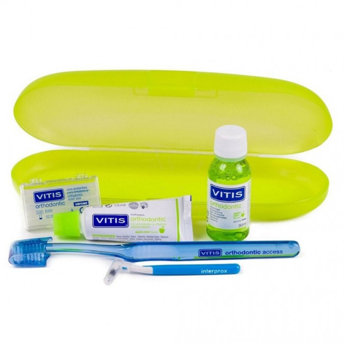 Dentaid Vitis Orthodontic Kit ортодонтический набор с воском (зубная щетка, паста, ополаскиватель, ершик и воск) в пенале