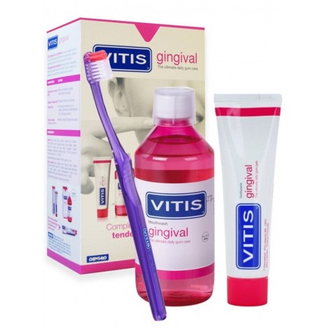 Dentaid Vitis Gingival Kit большой набор для чувствительных десен (зубная щетка, паста и ополаскиватель) в коробке