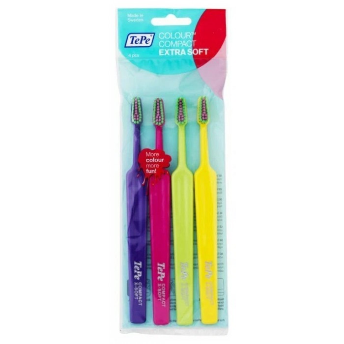 TePe Colour Compact X-Soft набор зубных щеток с супер мягкими щетинками (4 шт)