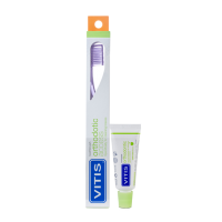 Vitis набор ортодонтический (зубная щетка ортодонтическая мягкая Vitis Orthodontic в твердой упаковке + зубная паста 15 мл)
