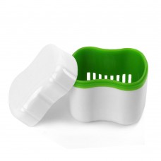 Andent DB09 контейнер с сеточкой для съемных зубных протезов белый-салатовый (70*81*78)