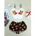Чернега Пижама женская шелковая Лисы с сердцем размер S (классический топ+шорты)