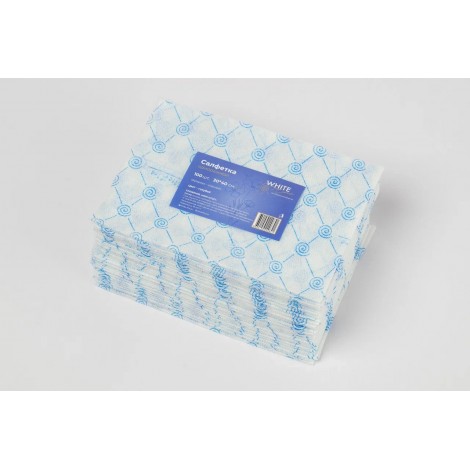 White Line одноразовые салфетки 30*40 см спанлейс бело-голубые в пачке (100 шт)