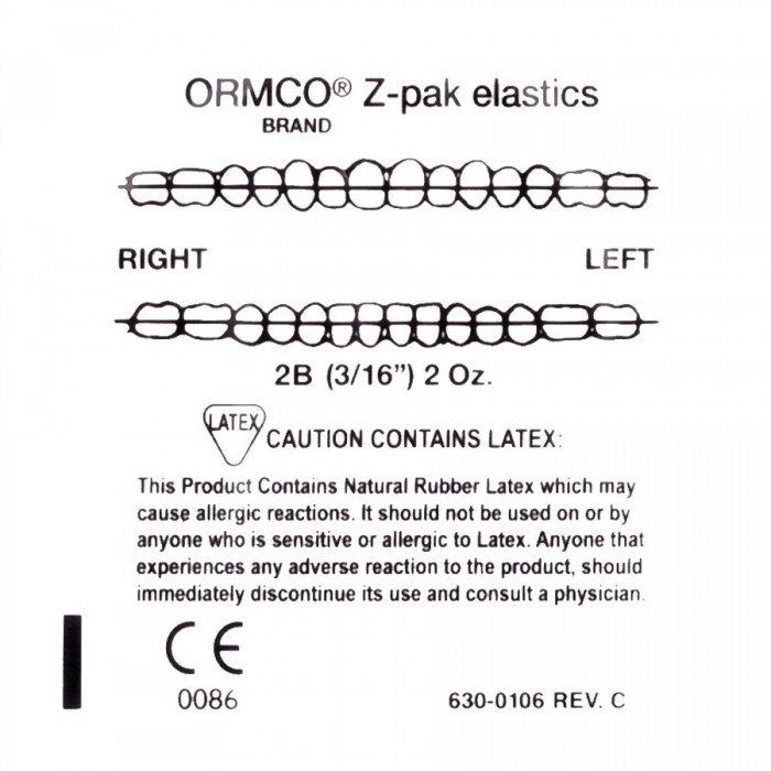 Ormco Quail резиновая тяга для брекетов Перепел 3/16" (4,76 мм) 2 Oz (60 гр)
