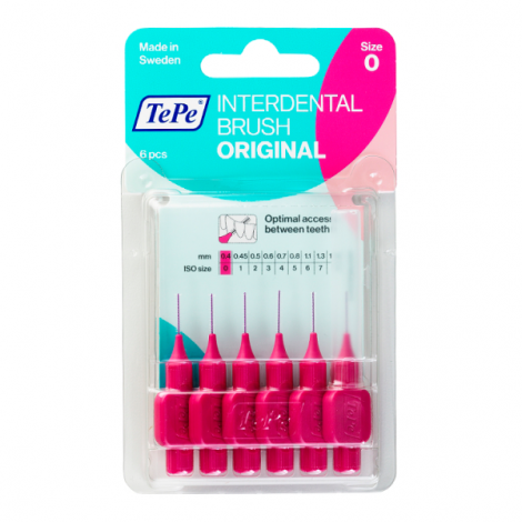TePe Interdental Brush Original Размер 0 межзубные ершики 0.4 мм (6 шт) розовые