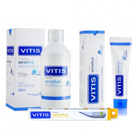 Dentaid Vitis Sensitive набор для чувствительных зубов (зубная щетка, паста и ополаскиватель)